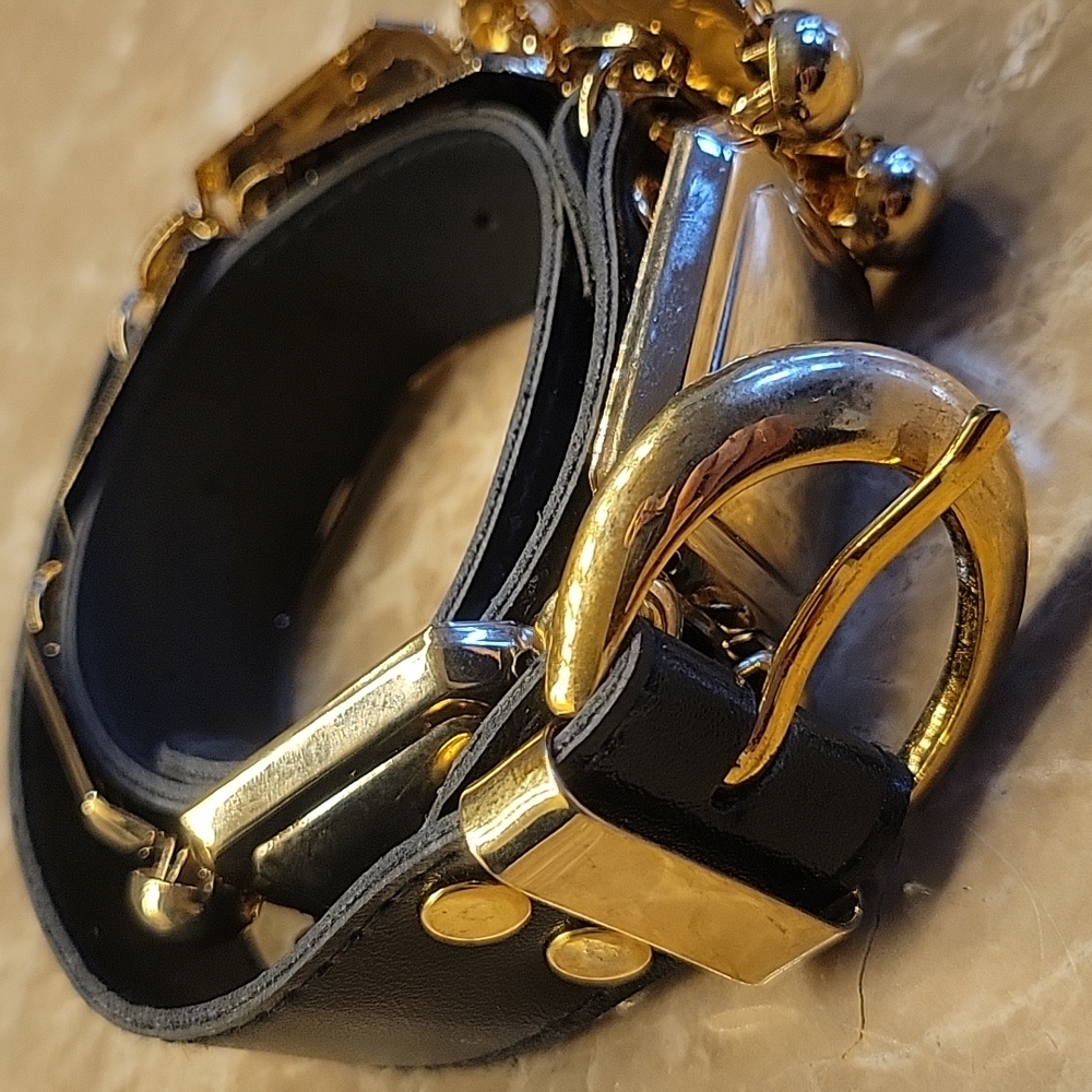 Faux Leather & Gold Ornamental Belt